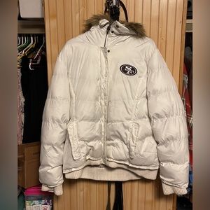 49ERS white puffer jacket